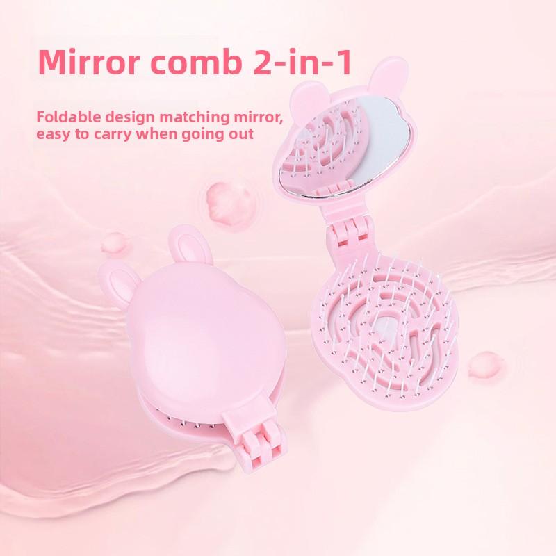 Cosmetic Mirror with Comb Foldable and Easy to Carry hair brush comb