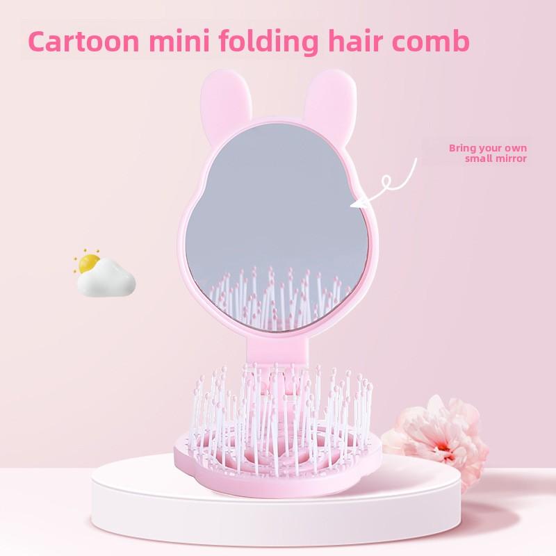 Cosmetic Mirror with Comb Foldable and Easy to Carry hair brush comb