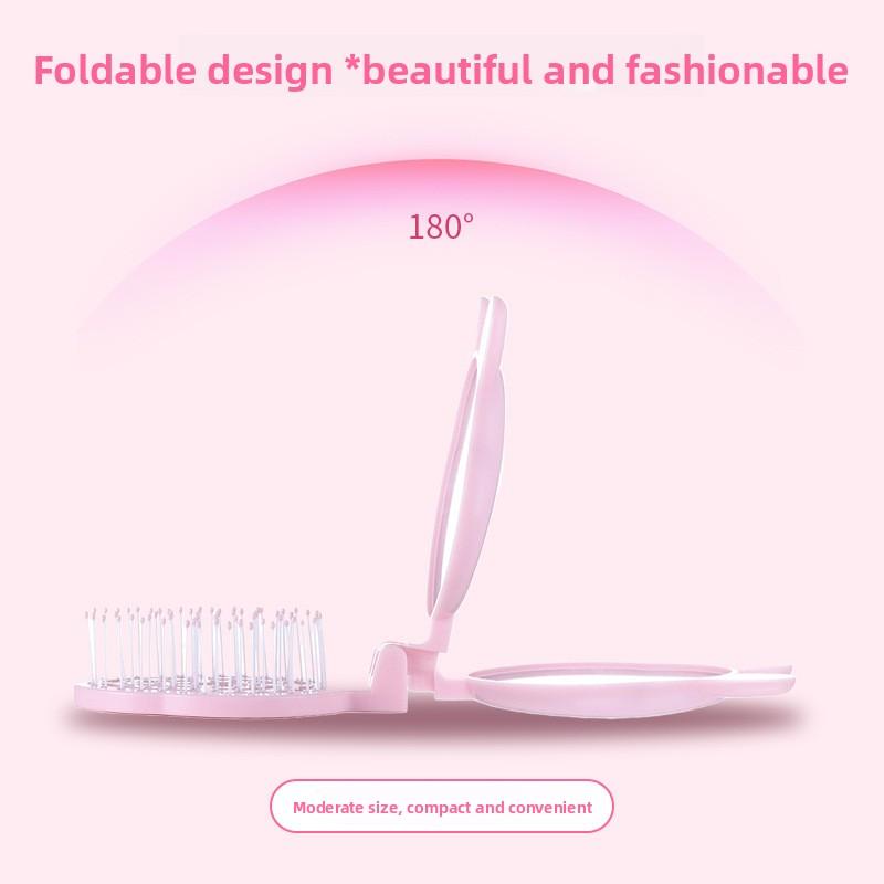 Cosmetic Mirror with Comb Foldable and Easy to Carry hair brush comb
