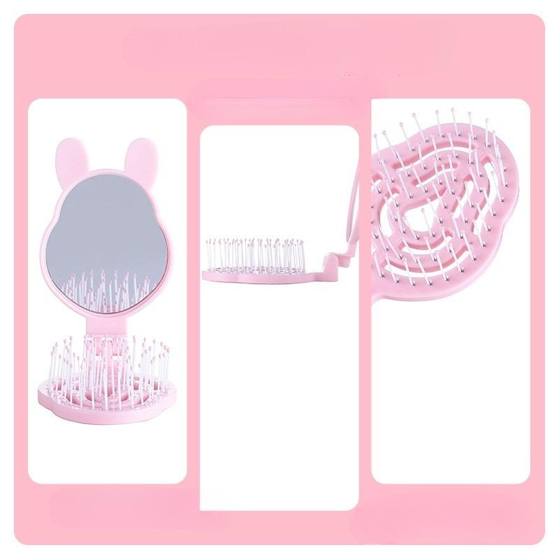 Cosmetic Mirror with Comb Foldable and Easy to Carry hair brush comb